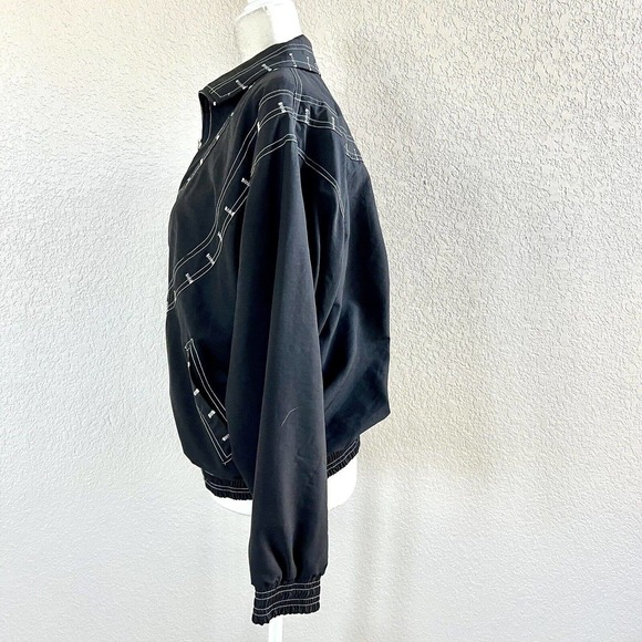 Janeve Windbreaker Jacket 80's 90's Black White Petite Large Retro Sport Vintage - Picture 8 of 16